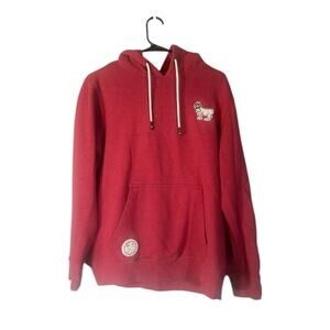 GOAT USA Pink Kangaroo Pocket Logo Hooded Pullover Sweatshirt Women Sz M